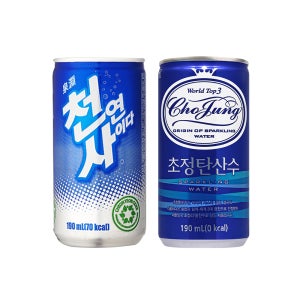 천연사이다 + 초정탄산수 190ml X 각 30캔 (총 60캔)