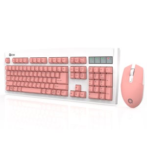 큐센 MK350 무선 키보드 마우스 세트 키스킨 포함 핑크