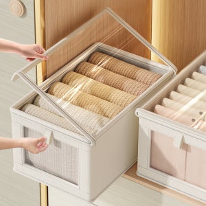 OS 휴대용 의류 이불 양말 속옷 정리함 장난감 보관함 뚜껑형 폴딩 패브릭 수납함