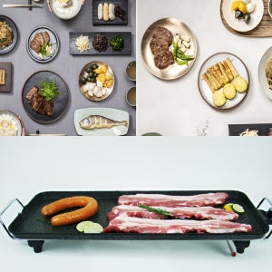 와이드 잔치 팬 전 부치는 생선 구이 바비큐 전기 그릴