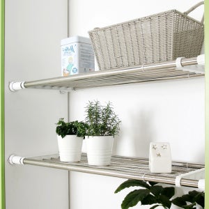 다용도 강력 스텐 폭 길이 조절 압축봉 선반 대형 국산