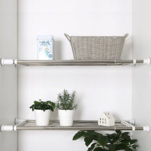 좁은세탁실 스테인리스 길이조절 다용도 압축봉선반