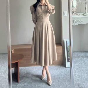 (세트) 옐레나 파워 퍼프 숄더 크롭 셔츠 A라인 맞주름 핀턱 플리츠 롱 훌 스커트 투피스 간절기 세트(3color)