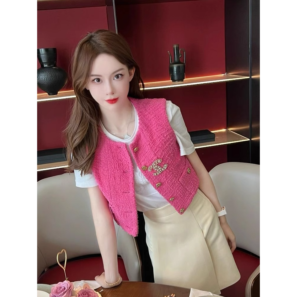 발랄한 썸머 원피스 여성 여름 레이디 조끼 하이 엔드 탑 작은 향수 민소매