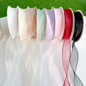 오간디 쉬폰 선물 포장 오간자 청첩장 리본 공예 끈 18m