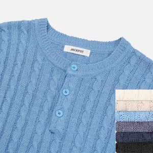 꽈배기 헨리넥 반팔 니트 jackpot 24ss