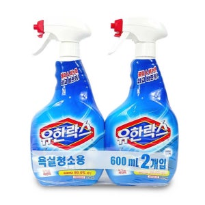 유한락스 화장실 욕실 청소용 600ml+600ml 세균 찌든때 제거