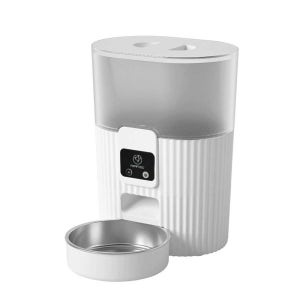 사료자동급식기 스마트 회전 반려동물 강아지고양이 3L 피더 + 스틸 디스펜서