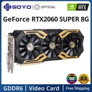 SOYO 월드 프리미어 엔비디아 지포스 RTX 2060 슈퍼 GDDR6 8G 그래픽 카드, 256 비트 화이트 비디오 게이밍 완전히 GPU RGB 카드