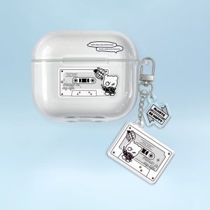 에어팟 3세대 케이스 키링 세트 커플 투명 카세트 테이프 곰찌