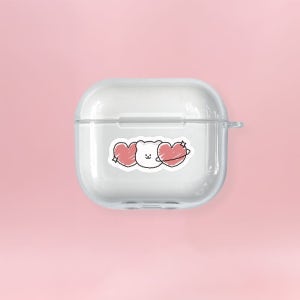 에어팟 3세대 케이스 우정 제작 투명 플래닛 곰찌 핑크
