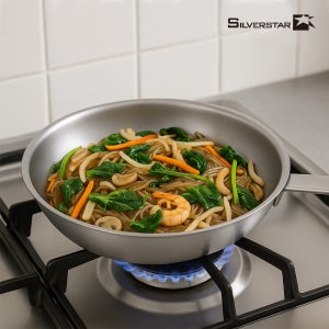 실버스타 316 Ooh(오) 통5중 IH 무연마 무연마제 스텐후라이팬 22cm