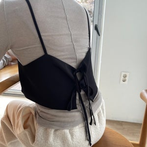 뷔스티에탑 리본 끈나시 레이어드 조끼 55 77