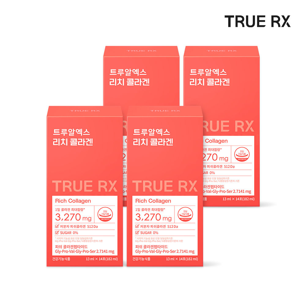 <b>트루</b>알엑스 리치 <b>콜라겐</b> 최대 함량 마시는 액상 저분자 <b>피쉬</b> 14포, 4개