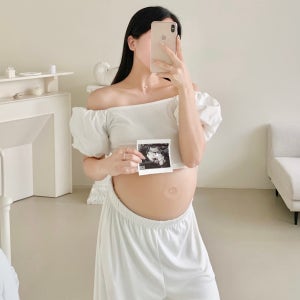 단독입고 마레 국내제작 임산부 크롭티 퍼프 주수 만삭촬영 필라테스 임부복