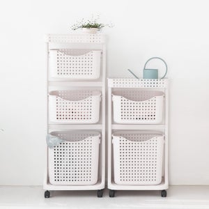 ALON 이동식 빨래 바구니 2단 3단 세탁물 세탁 수거함 마켓비