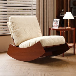 헤이유드 프리미엄 우드 흔들의자 락킹체어 1인 럭셔리 독서의자 패브릭 안락의자