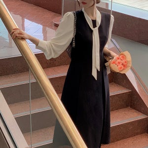 (하객룩출근룩데일리룩) 베르미 퍼프 셔링 긴팔 타이 블라우스 bs8016