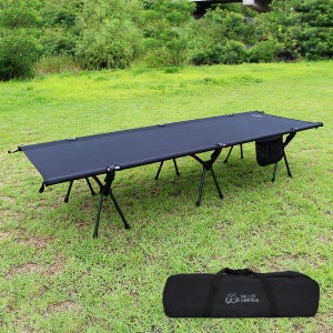 칼루스 컴팩트 야전침대 카키 블랙 2단 높이조절 조립식 경량 캠핑 침대 야외 휴대용 접이식