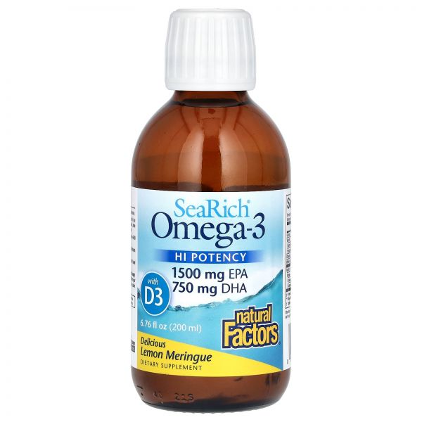 네추럴팩터스 <b>SeaRich Omega-3 with Vitamin D3</b> HI Potency Delicious Lemon Meringue 200 ml