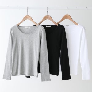 기본 슬림핏 베이직 순면 신축성 긴팔티 이너티