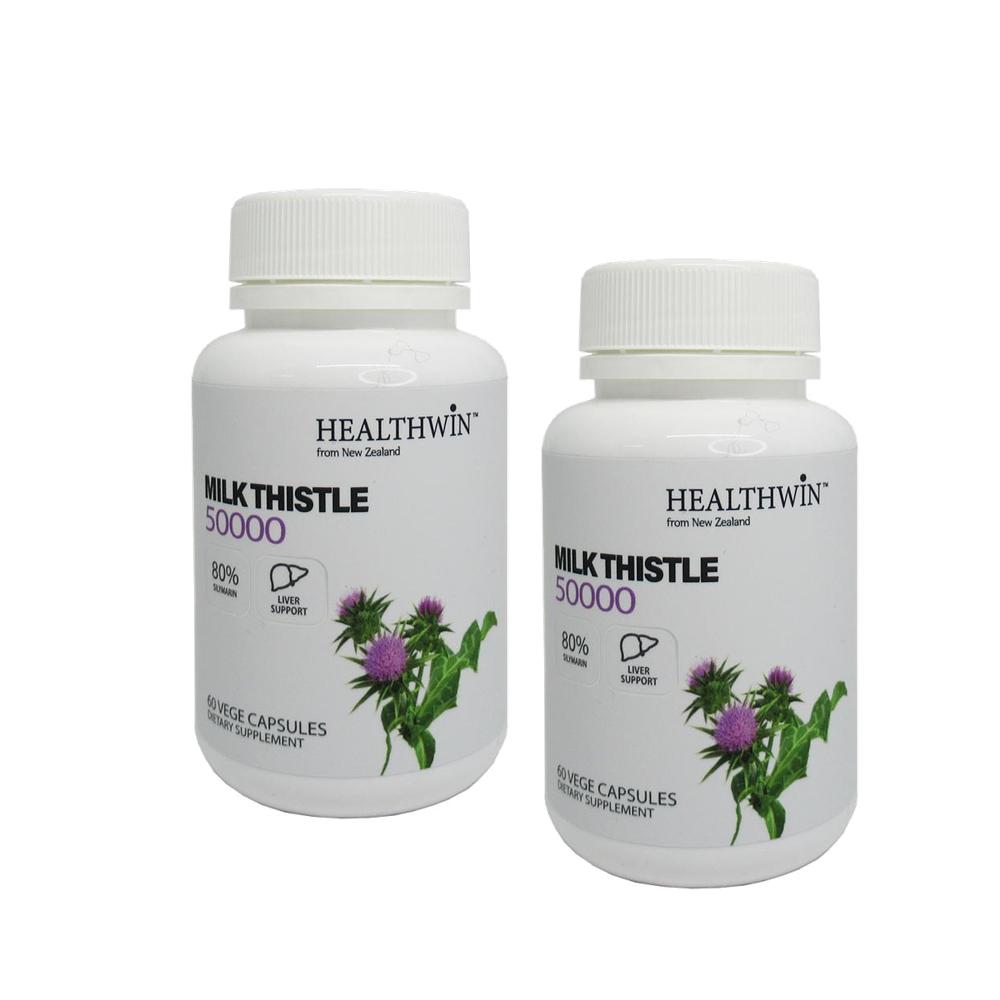 <b>헬스윈</b> 밀크씨슬 50000 60정 2개 <b>실리마린</b> <b>HealthWin</b> MILK THISTLE