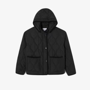 라코스테 여성 24FW 크롭 웨이브 퀄팅 경량 패딩 점퍼 블랙