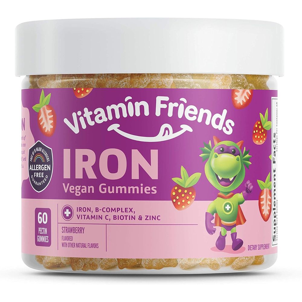 <b>비타민</b> 프렌즈 <b>아이언</b> 비건 <b>구미</b>젤리 <b>60</b>개 스트로베리맛