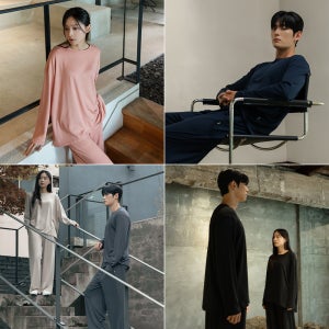 피치기모 슬림기모 라운지웨어 홈웨어 세트 여성 남자 잠옷 커플 빅사이즈 파자마