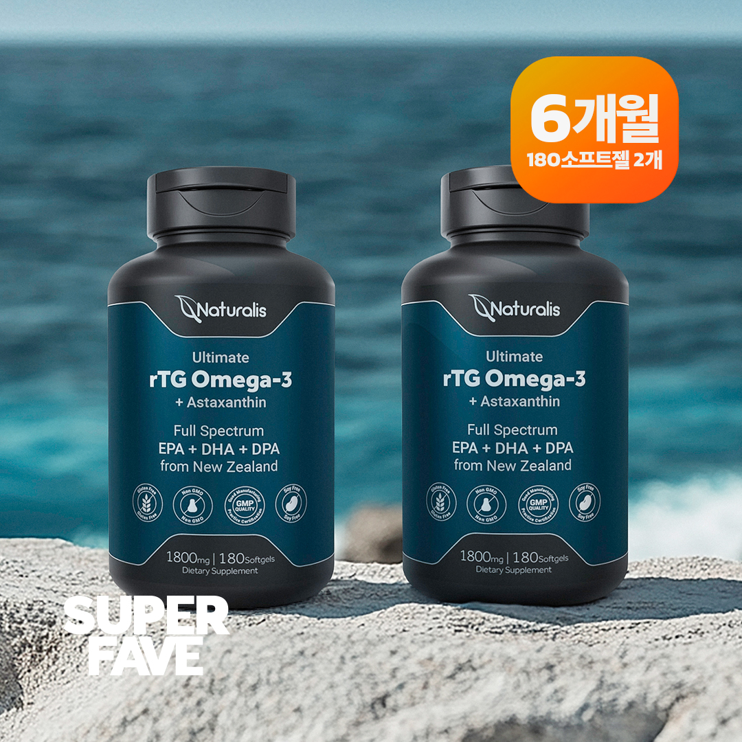 내추럴리스 <b>rTG 오메가3</b> <b>알티지</b> 피쉬오일 1800mg 180소프트겔 x2개
