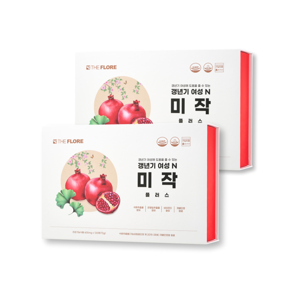 <b>갱년기 여성</b> N 미작 플러스 <b>여성</b>호르몬 <b>석류추출물</b> 영양제 에스트로겐 엘라그산 은행잎<b>추출물</b> 비타민D 120정 X 2박스 (2개월)
