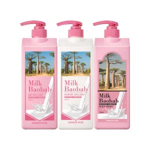 밀크바오밥 오리지널 샴푸+트리트먼트+바디워시 다마스크로즈, 1L, 3개