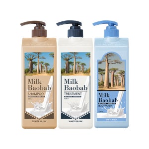 밀크바오밥 오리지널 샴푸+트리트먼트+바디워시 화이트머스크