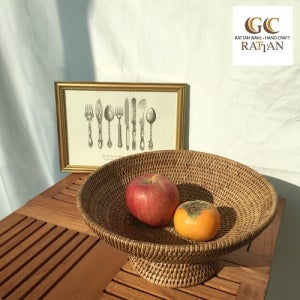 GC라탄 원형 과일 바스켓 라탄 바구니 카페 주방 수납 소품 빵 GCB004