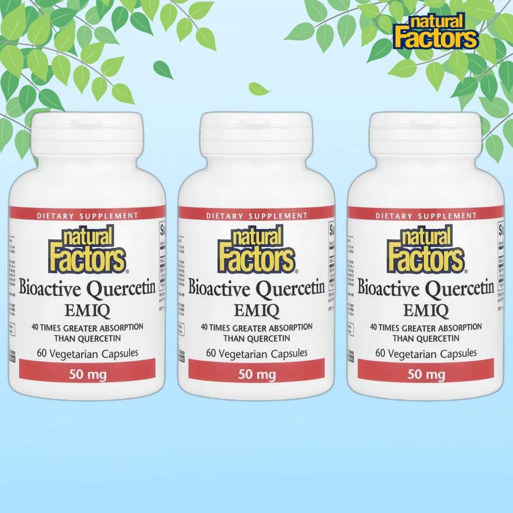 내추럴팩터스 바이오액티브 퀘르세틴 EMIQ 50mg 60정 3병 케르세틴 Quercetin
