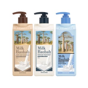 밀크바오밥 퍼퓸 샴푸+트리트먼트+바디워시 화이트머스크, 500ml, 3개