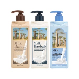 밀크바오밥 퍼퓸 샴푸+트리트먼트+바디워시 화이트머스크, 500ml, 3개