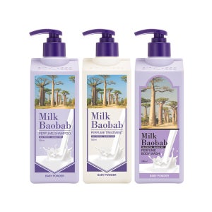 밀크바오밥 퍼퓸 샴푸+트리트먼트+바디워시 베이비파우더, 500ml, 3개