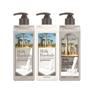 밀크바오밥 퍼퓸 샴푸+트리트먼트+바디워시 화이트솝, 500ml, 3개