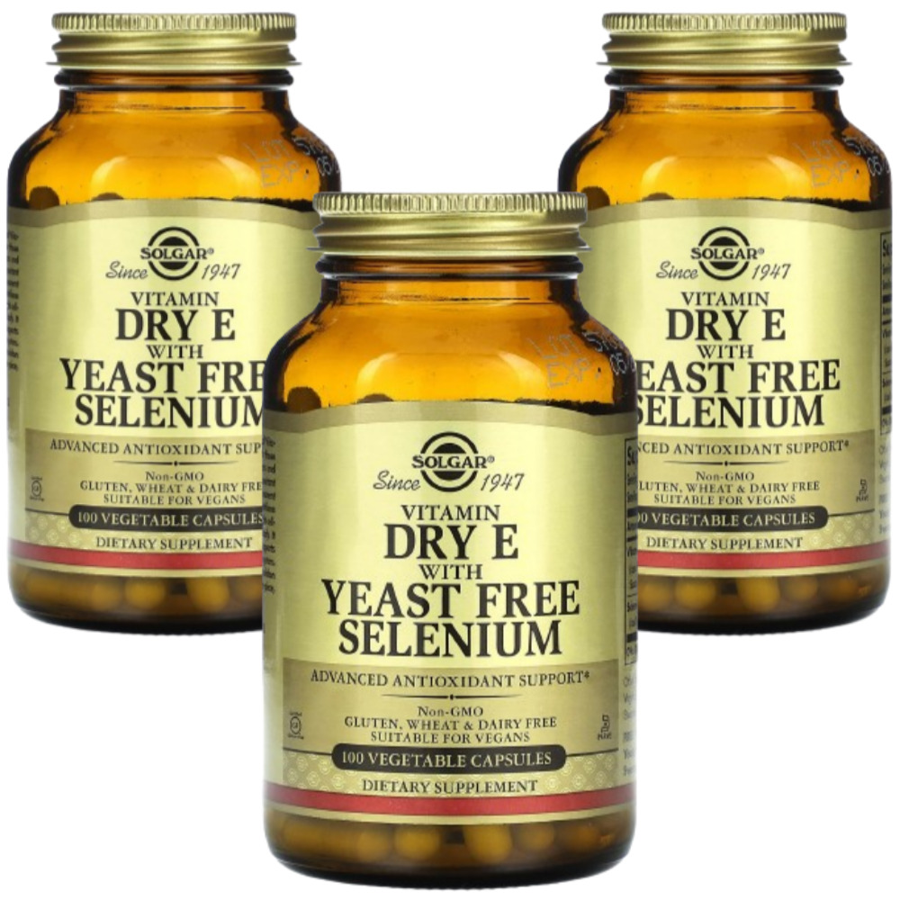 Solgar Dry <b>E</b> <b>with</b> Yeast Free Selenium <b>드라이</b> <b>E</b> <b>이스트프리 셀레늄</b> 함유 100정 3개