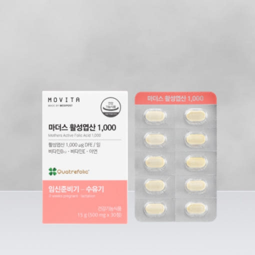 모비타 <b>마더스</b> 활성<b>엽산</b> 1000 30일분(500mg x 30정)