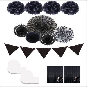 [미소쌤] 블랙 파티 데코팩 초특가 할인전 포토존 환경구성 생일 꽃볼 은박풍선 데코 행사