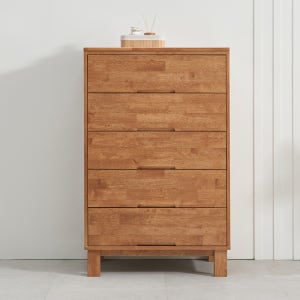 로쏘 레트비 고무나무 원목 5단서랍장 800