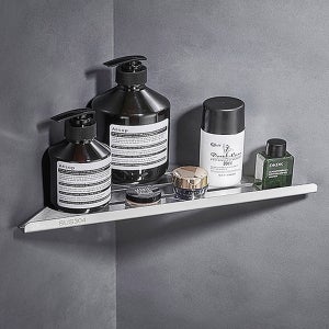 무타공 무광 사틴 스텐 코너 선반 욕실 수납