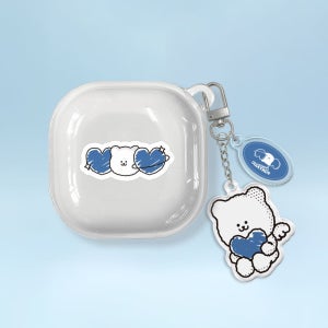 갤럭시 버즈라이브 케이스 키링 세트 우정 투명 플래닛 곰찌 블루