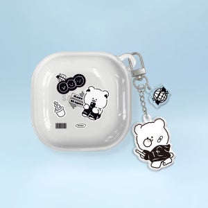 갤럭시 버즈라이브 케이스 키링 세트 버즈2 투명 네임텍 곰찌