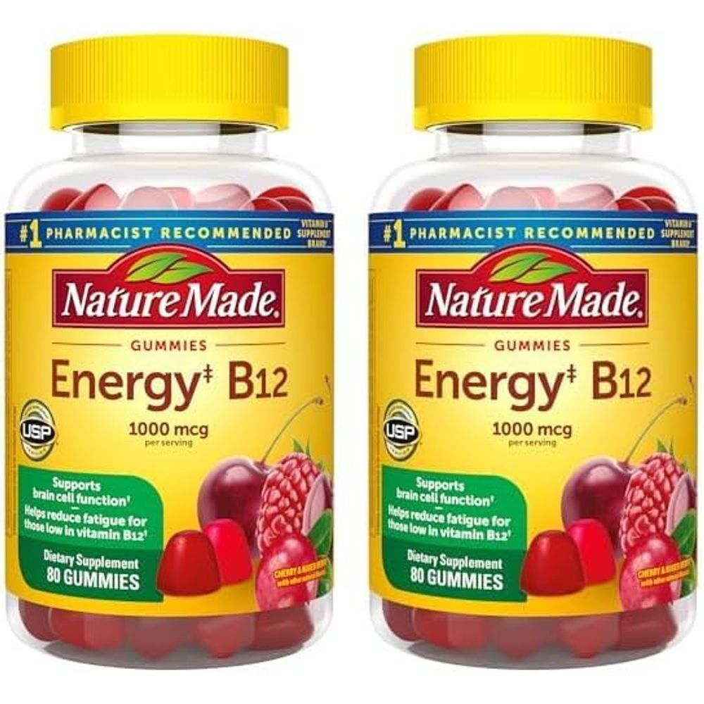 네이처메이드 <b>구미</b> <b>에너지 B12</b> <b>1000mcg</b> <b>구미</b>젤리 80개 2팩 체리 믹스 베리맛