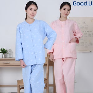 굿유 면혼방 환자복 부드러운 자가드 원단 병원 환의 입원복 병원복 요양원 잠옷 요양복
