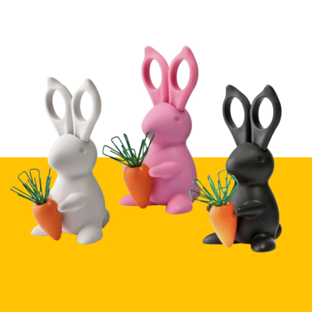 퀄리디자인 토끼 가위 당근자석 클립 포함 디자인 가위 사무용 문구용 인테리어 집들이선물