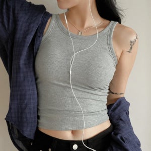 비침없는 캡내장 베이직 골지 레이어드 나시탑